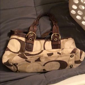 Brown and tan coach bag